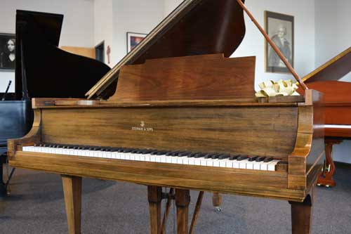 Steinwat Model M grand piano sideview at 88 Keys Piano Warehouse