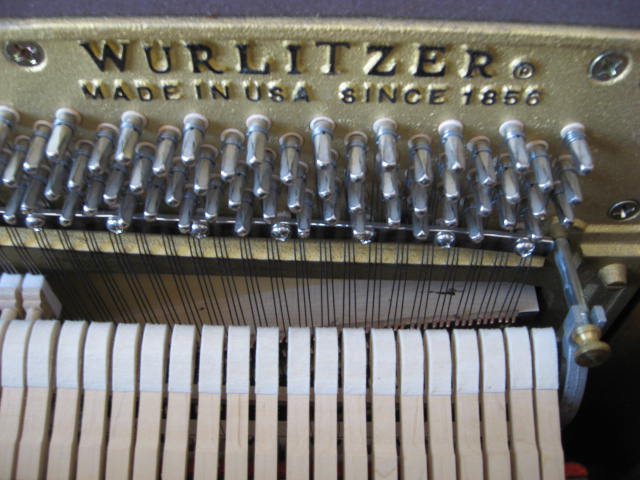 Mediterranean Wurlitzer Spinet Piano Harp at 88 Keys Piano Warehouse & Showroom