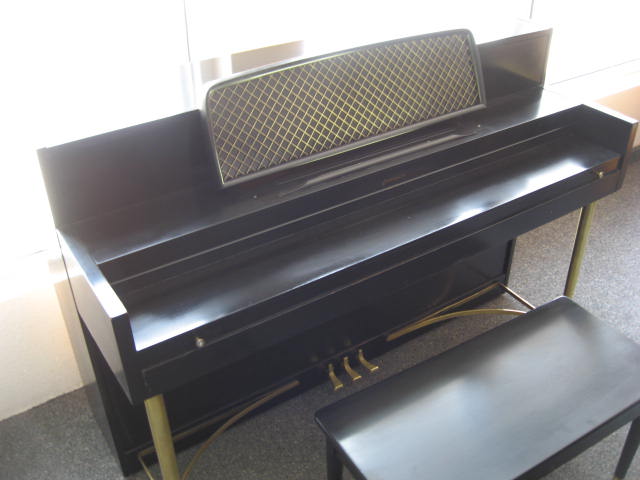 Janssen Modern Console Piano Fallboard at 88 Keys Piano Warehouse