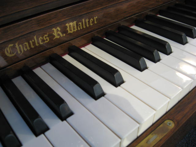 Charles Walter Studio Upright Piano Decal at 88 Keys Piano Warehouse