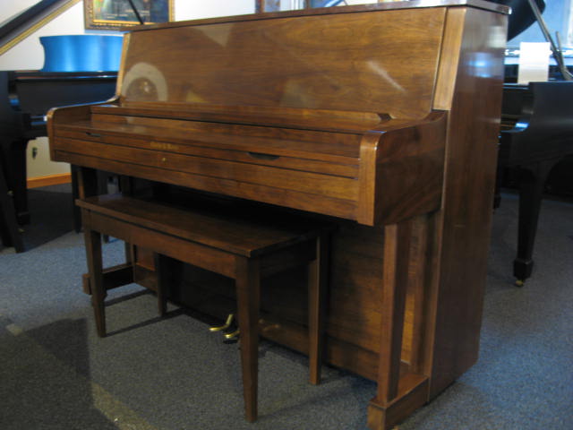 Charles Walter Studio Upright Piano Fallboard at 88 Keys Piano Warehouse